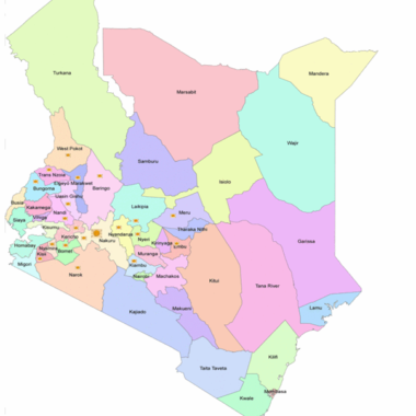 Map of Kenya Flower shows growing counties Map of Kenya Flower shows growing counties